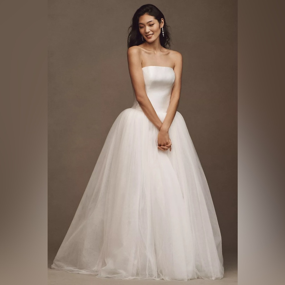 Jenny by Jenny Yoo Georgina Strapless Corset Drop-Waist Tulle Wedding Gown